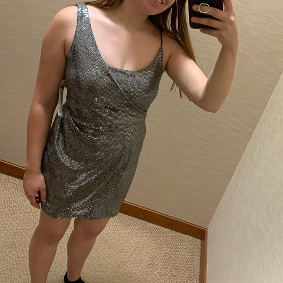 NWT Dillards Silver Silver Sparkle Dress - Picture 4 of 5